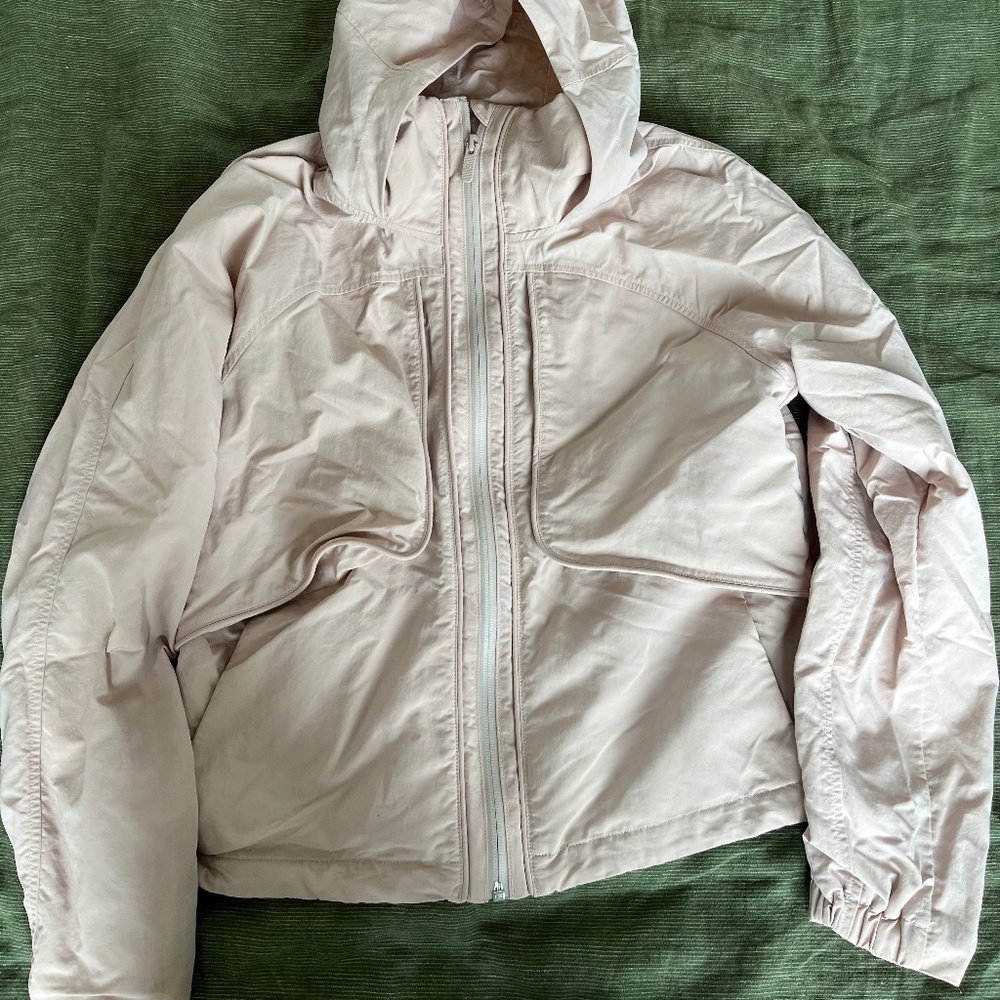 Lululemon light pink hooded rain jacket